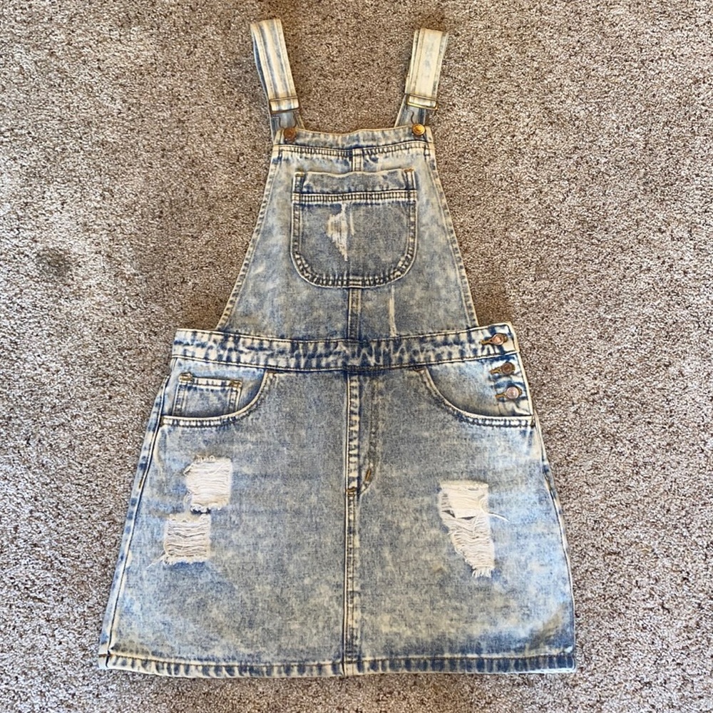 Distressed Jean Overall Dress
